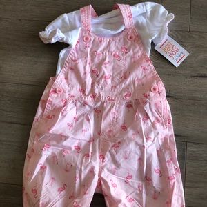 NWT flamingo overalls with onesie